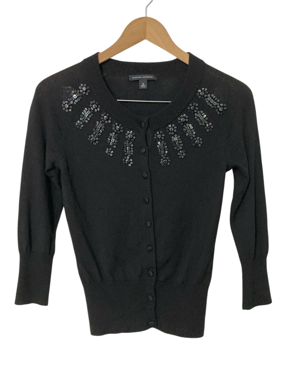 Banana Republic 100% Merino Wool Beaded Cardigan